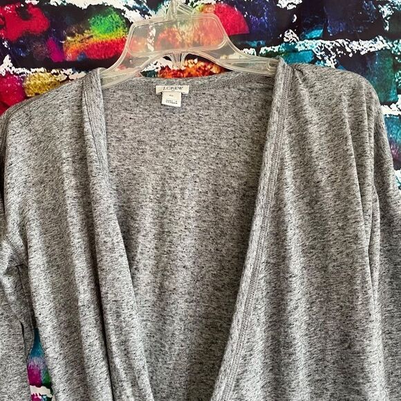 J. Crew Knit Tie-Front Wrap Top | H5983 | Heather Graphite - Picture 4 of 6